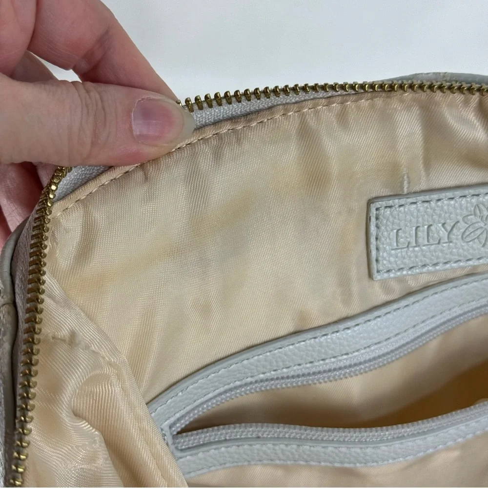 Lily Jade Caroline Convertible Vegan Leather Tote Diaper Bag Stone & Gold